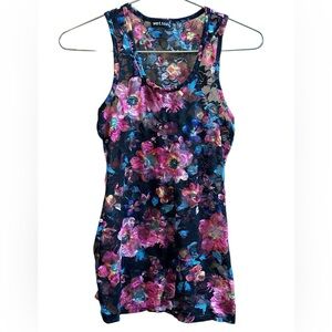 Wet seal vintage Y2K black multi color floral lace tank top small